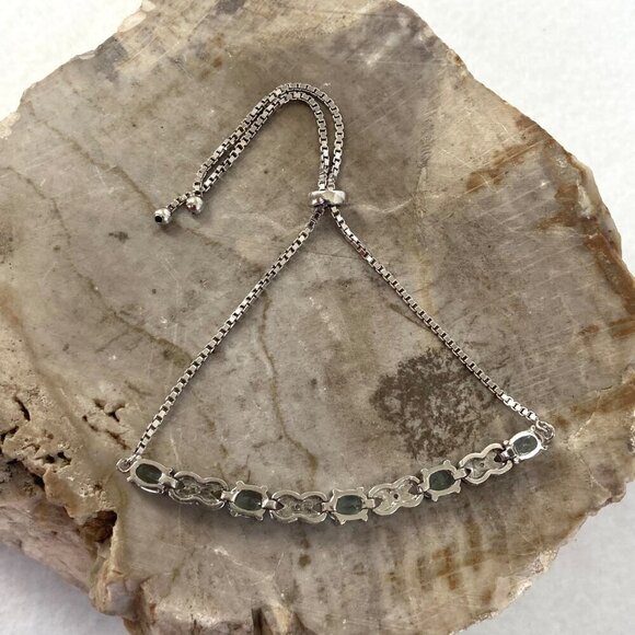 Sterling Silver 925 FAS Oval Blue Topaz XO Bolo Style Box Chain Tennis Bracelet - Picture 7 of 16